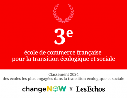 emlyon business school se classe 3e école de commerce française pour la transition écologique et sociale, selon le classement ChangeNow|Les Echos 2024
